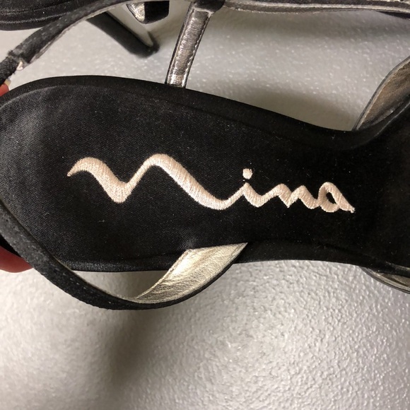 Nina | Black Faux Diamond Strappy Heels - Picture 7 of 9